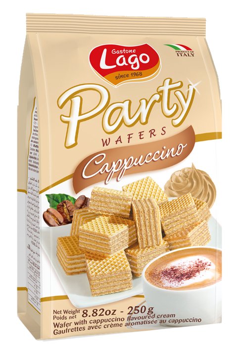 Elledi Gastone Lago Party Wafers Cappuccino 250g / Waffel mit Füllung 74% mit Cappuccini Geschmack